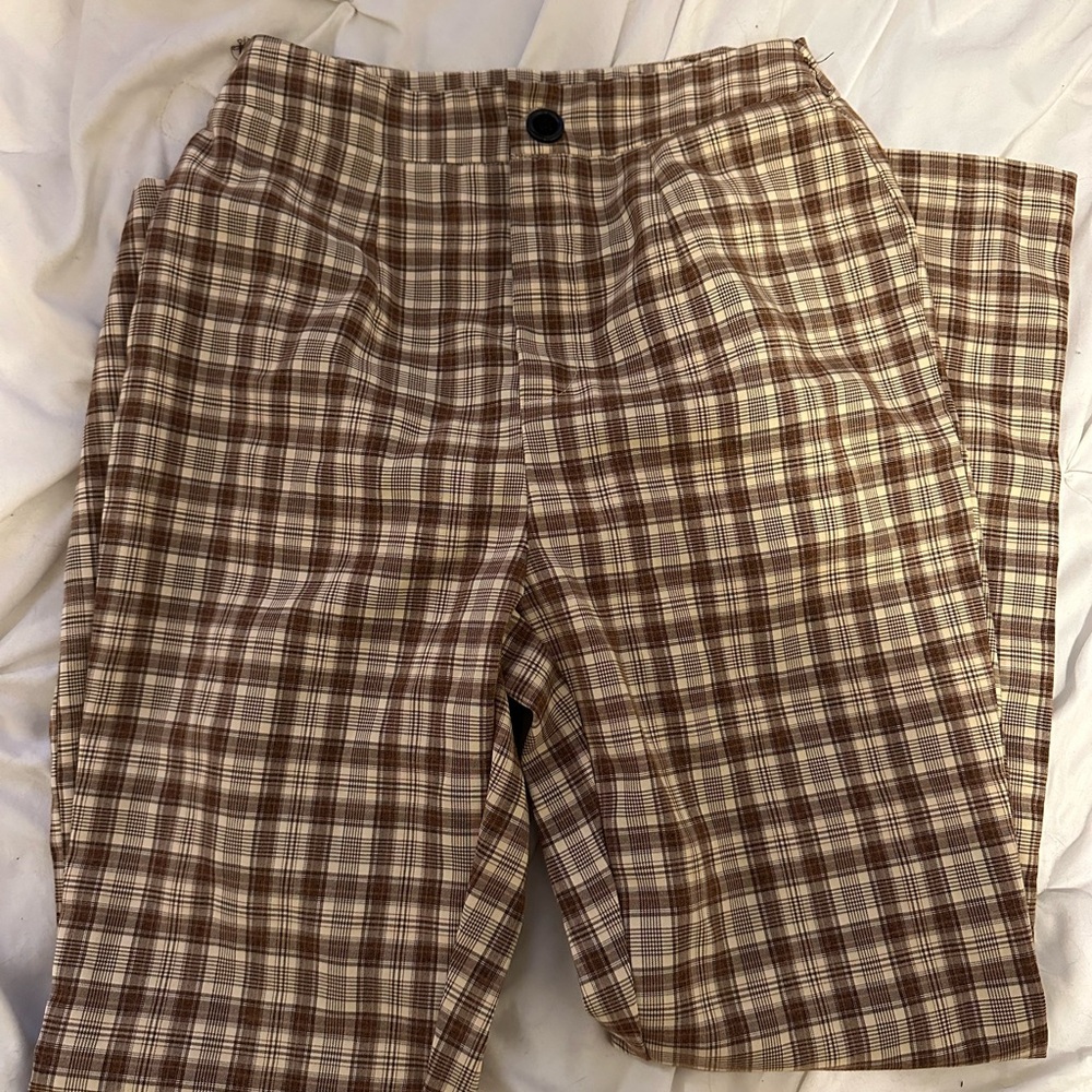 Classic Brown Plaid Women’s Pants
